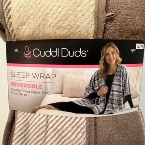 Cuddl Duds Reversible Plush Wrap - Cream and Brown